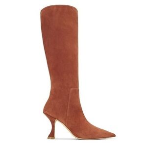 Stuart Weitzman XCurve 85 Slouch Heeled Boots Brown Suede Size 10